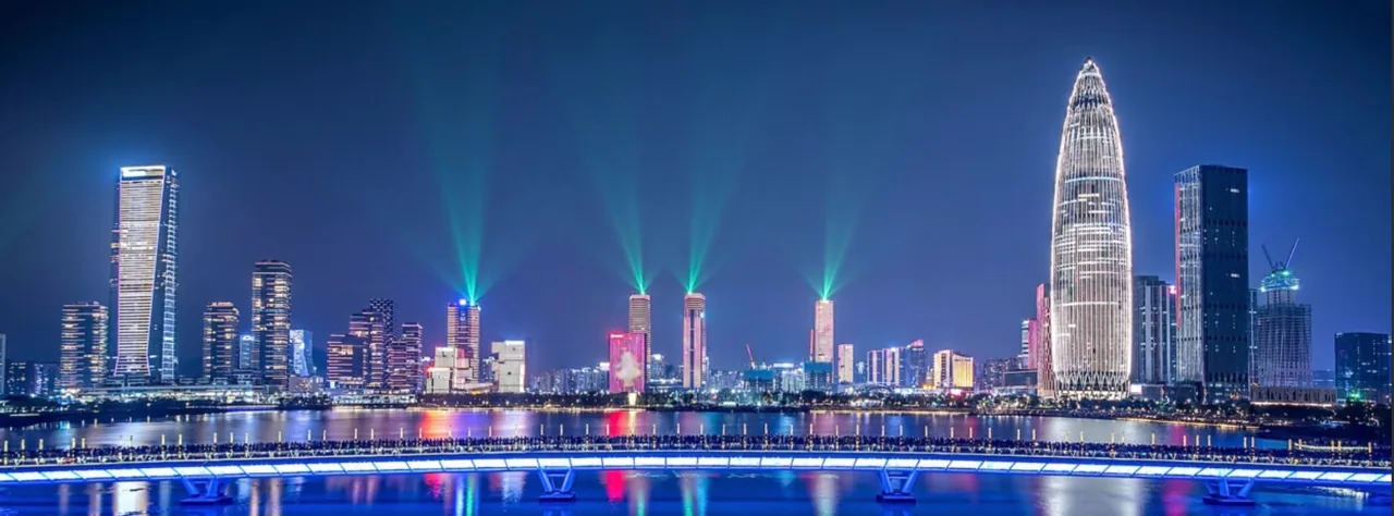 Shenzhen skyline from a rooftop