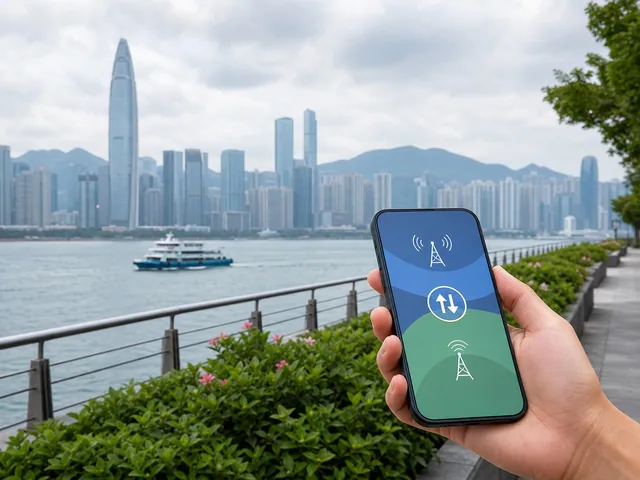 A smartphone on the Shenzhen waterfront