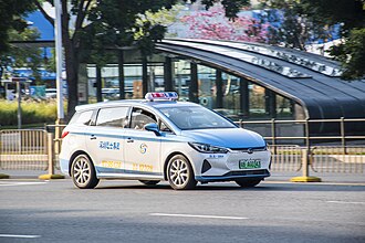 An electric taxi in Shenzhen